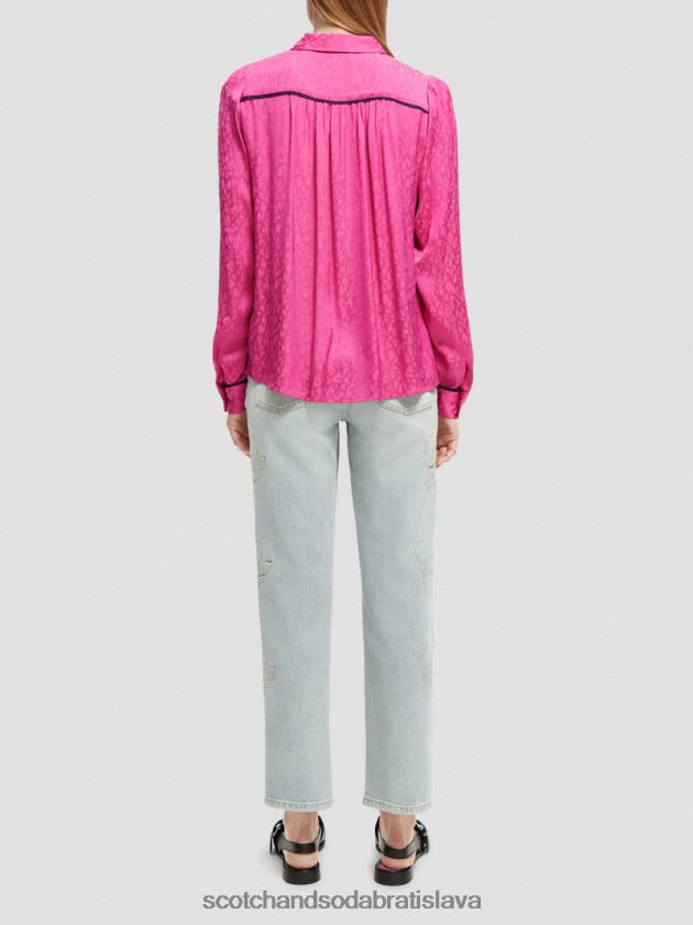 ženy oblečenie fuchsiová Scotch & Soda slim fit košeľa s trubicou 4ZV00D54