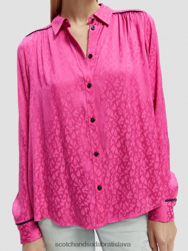 ženy oblečenie fuchsiová Scotch & Soda slim fit košeľa s trubicou 4ZV00D54