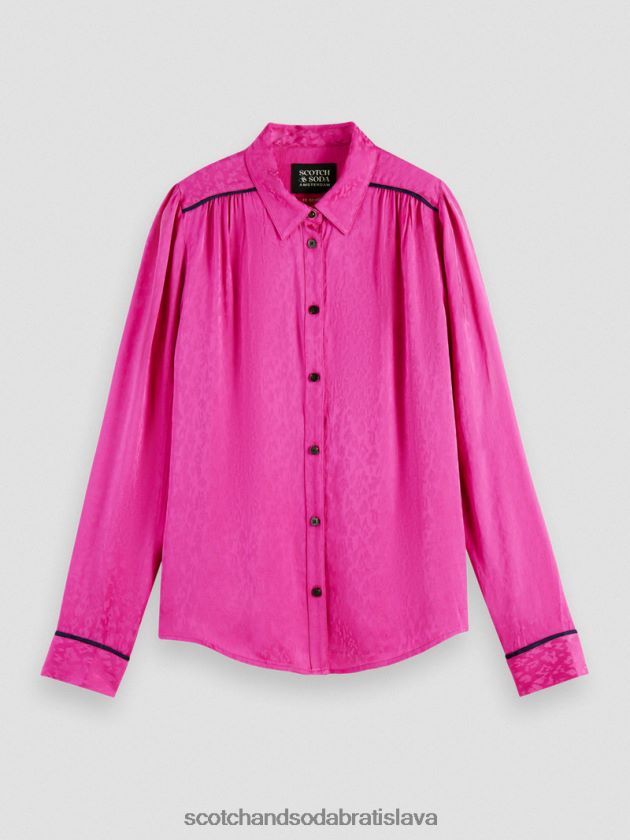 ženy oblečenie fuchsiová Scotch & Soda slim fit košeľa s trubicou 4ZV00D54