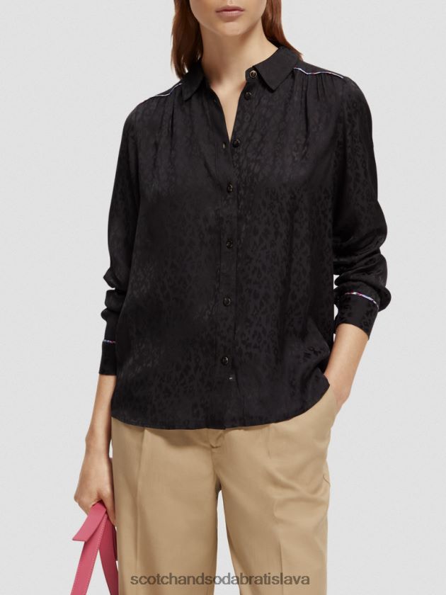 ženy oblečenie čierna Scotch & Soda slim fit košeľa s trubicou 4ZV00D53