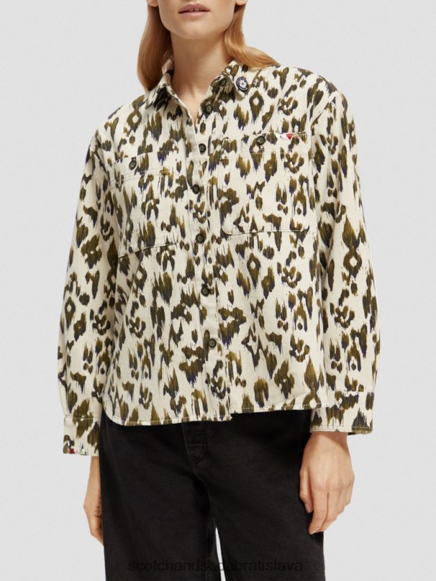 ženy oblečenie kartáčovaný ikat vojenská zelená Scotch & Soda vojenská košeľa 4ZV00D47