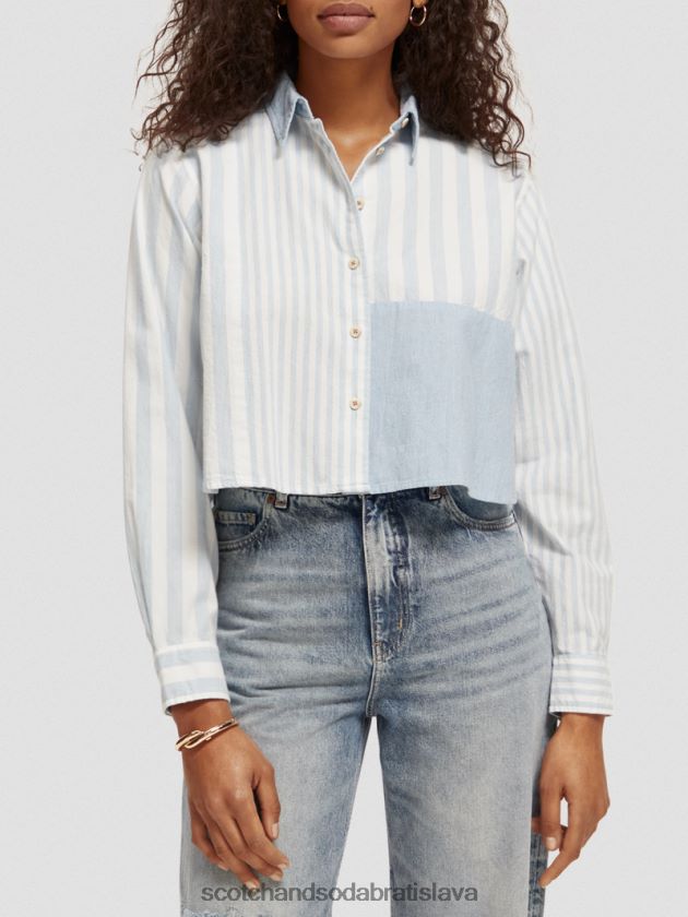 ženy oblečenie morská modrá Scotch & Soda skrátená boxy fit košeľa 4ZV00D44