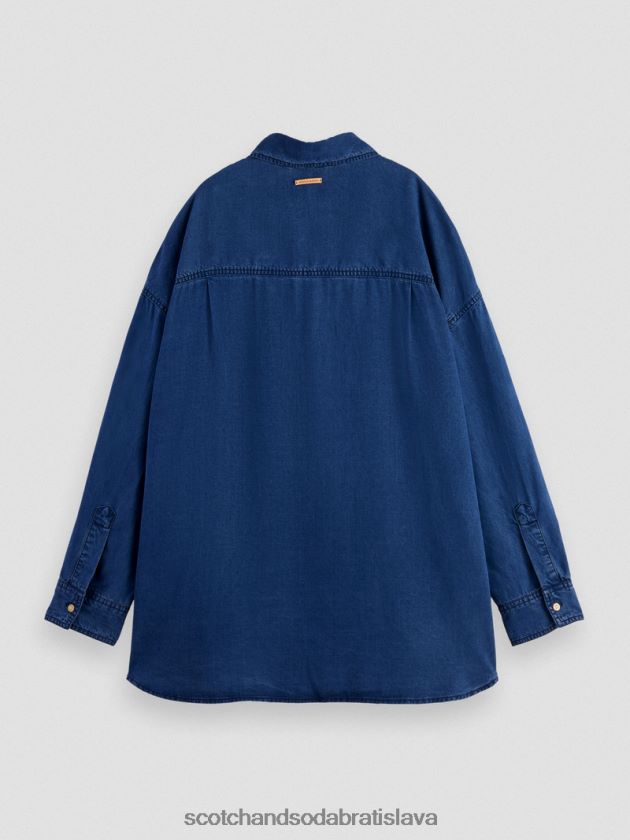 ženy oblečenie umyté indigo Scotch & Soda vyprané indigové tričko 4ZV00D45