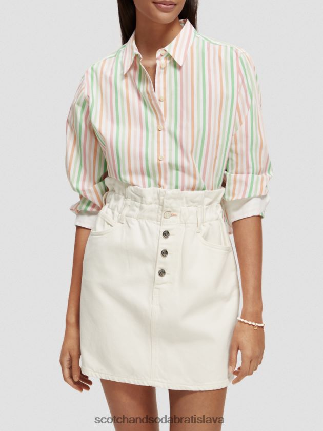 ženy oblečenie viac pruhov Scotch & Soda boxy fit skrátená košeľa z organickej bavlny 4ZV00D46
