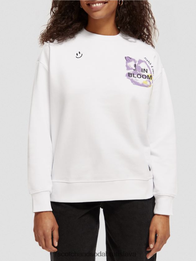 ženy oblečenie biely Scotch & Soda mikina voľného strihu z organickej bavlny 4ZV00D186