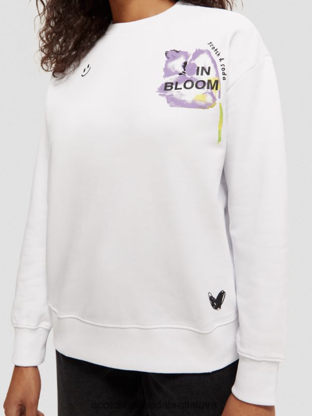 ženy oblečenie biely Scotch & Soda mikina voľného strihu z organickej bavlny 4ZV00D186