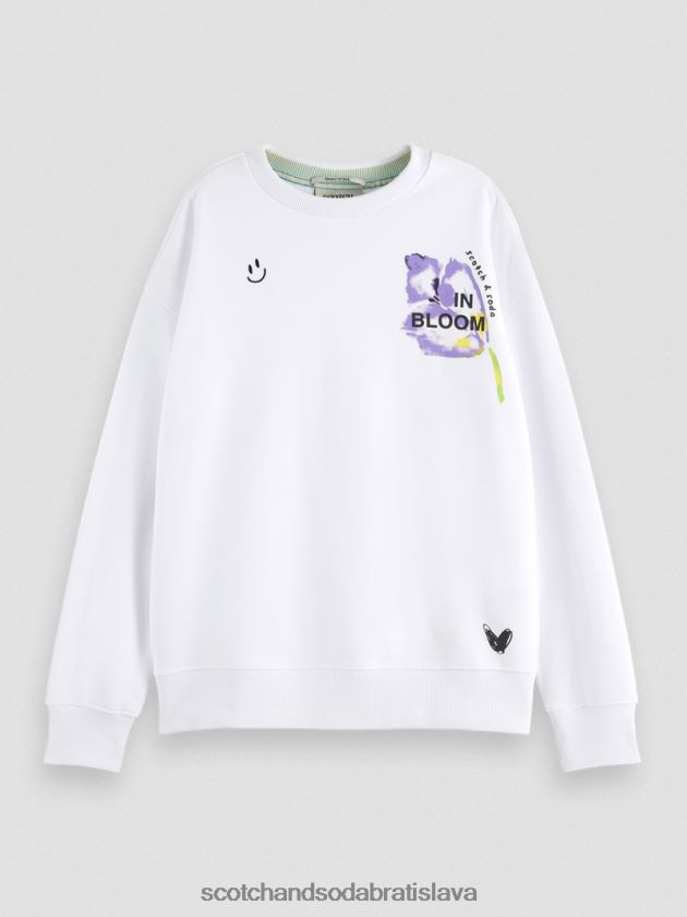 ženy oblečenie biely Scotch & Soda mikina voľného strihu z organickej bavlny 4ZV00D186