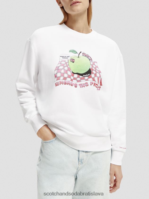 ženy oblečenie biely Scotch & Soda vintage artwork mikina voľného strihu 4ZV00D205