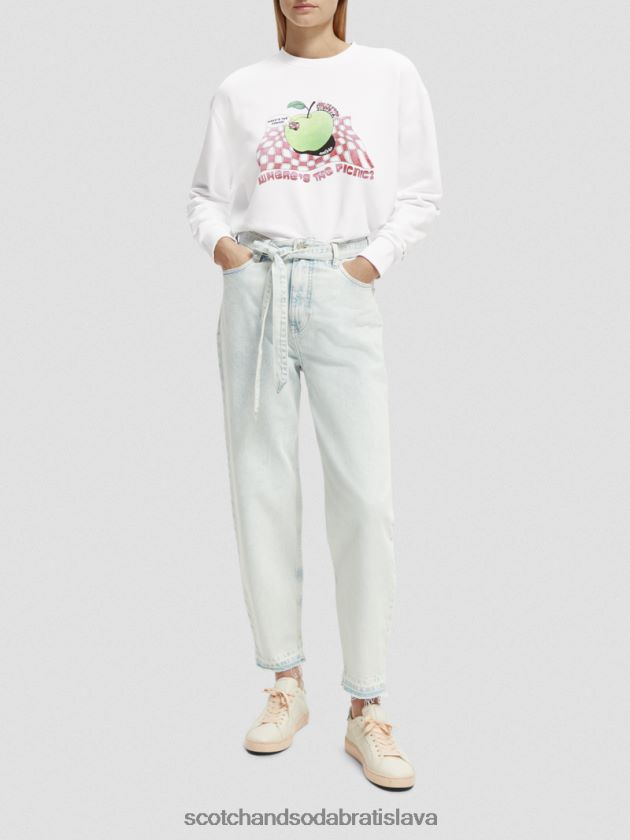 ženy oblečenie biely Scotch & Soda vintage artwork mikina voľného strihu 4ZV00D205