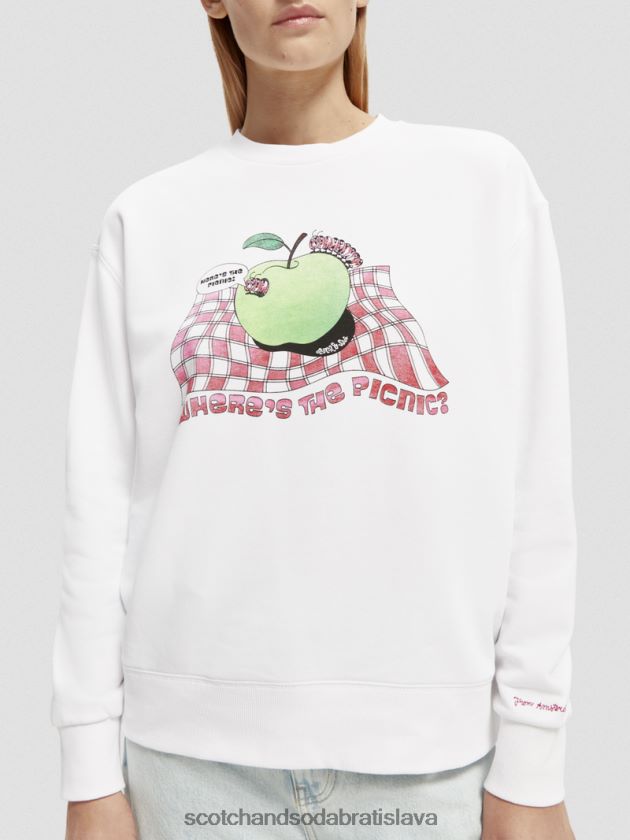 ženy oblečenie biely Scotch & Soda vintage artwork mikina voľného strihu 4ZV00D205