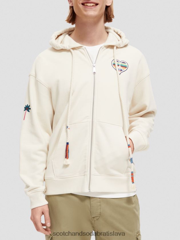 ženy oblečenie ecru Scotch & Soda mikina s kapucňou zrodená pre lásku k umeleckým dielam 4ZV00D221