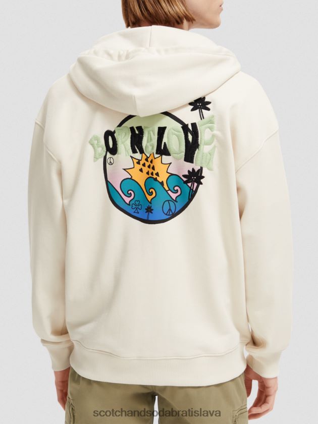 ženy oblečenie ecru Scotch & Soda mikina s kapucňou zrodená pre lásku k umeleckým dielam 4ZV00D221
