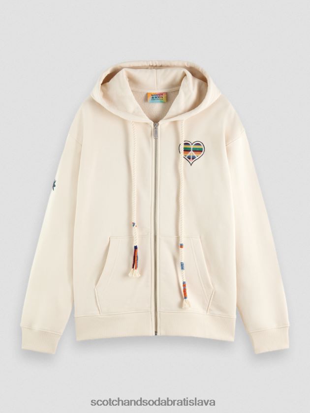 ženy oblečenie ecru Scotch & Soda mikina s kapucňou zrodená pre lásku k umeleckým dielam 4ZV00D221