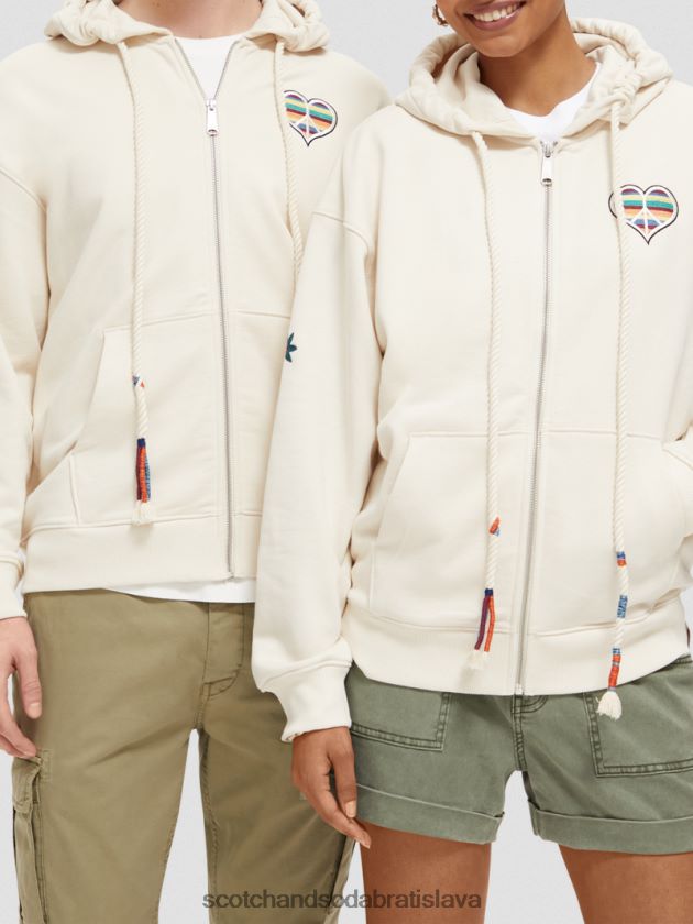 ženy oblečenie ecru Scotch & Soda mikina s kapucňou zrodená pre lásku k umeleckým dielam 4ZV00D221