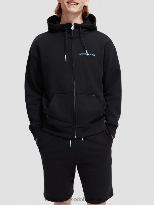 ženy oblečenie čierna Scotch & Soda mikina s kapucňou na zips z organickej bavlny 4ZV00D189