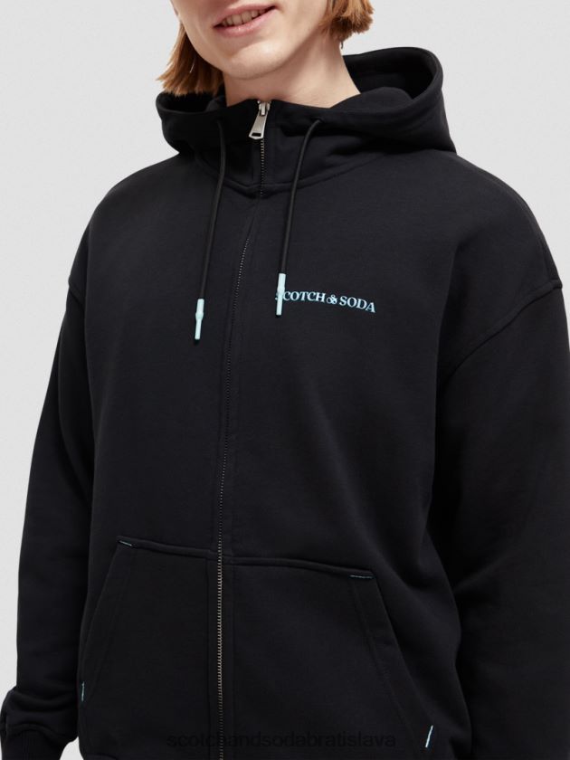 ženy oblečenie čierna Scotch & Soda mikina s kapucňou na zips z organickej bavlny 4ZV00D189