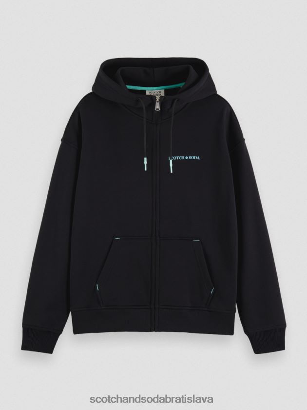 ženy oblečenie čierna Scotch & Soda mikina s kapucňou na zips z organickej bavlny 4ZV00D189