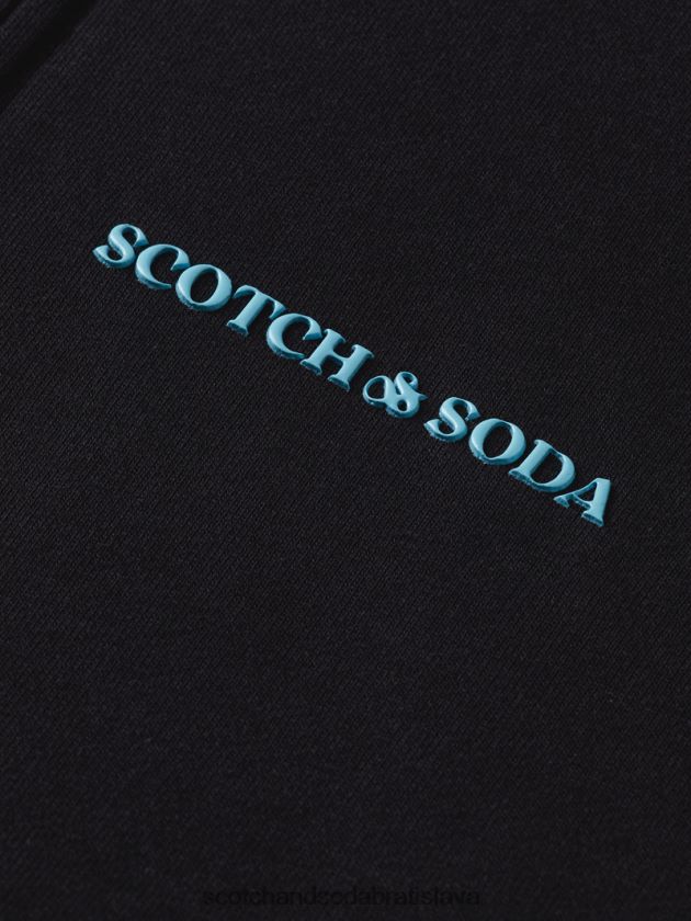 ženy oblečenie čierna Scotch & Soda mikina s kapucňou na zips z organickej bavlny 4ZV00D189