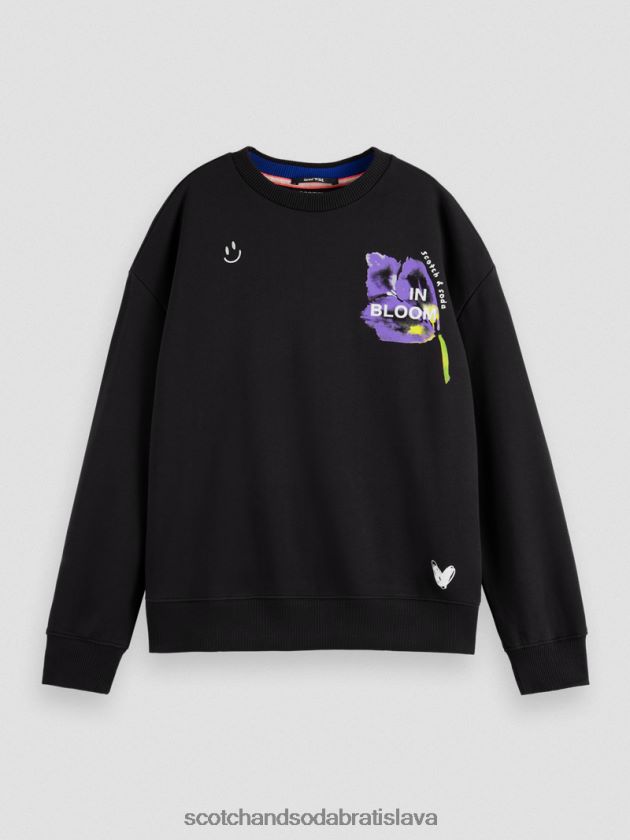 ženy oblečenie čierna Scotch & Soda mikina voľného strihu z organickej bavlny 4ZV00D187