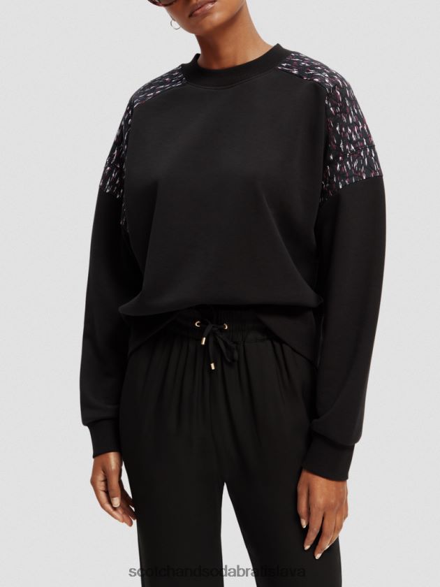 ženy oblečenie čierna Scotch & Soda prešívaná panelová mikina uvoľneného strihu 4ZV00D210