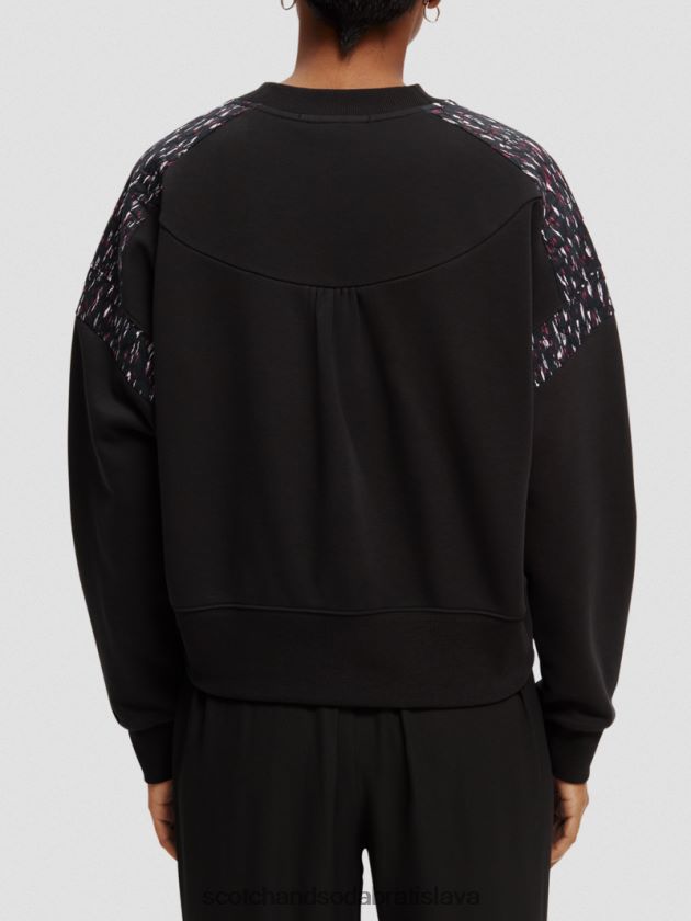 ženy oblečenie čierna Scotch & Soda prešívaná panelová mikina uvoľneného strihu 4ZV00D210