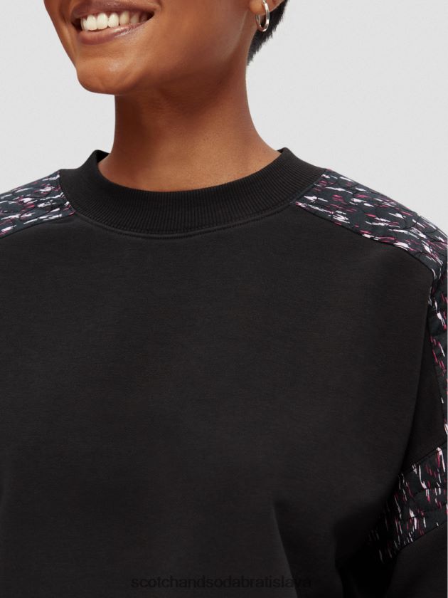 ženy oblečenie čierna Scotch & Soda prešívaná panelová mikina uvoľneného strihu 4ZV00D210