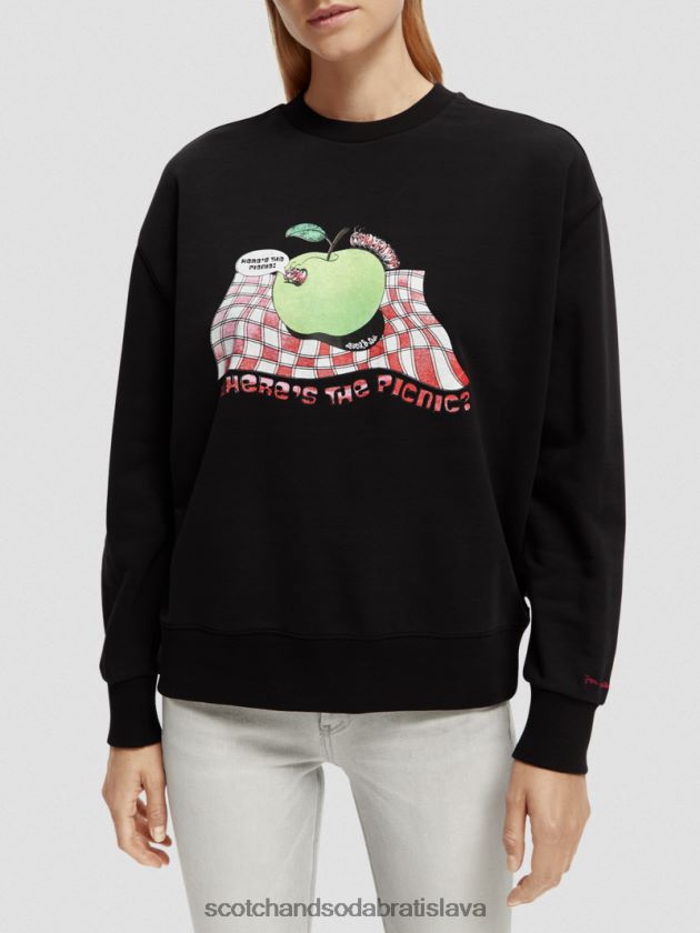 ženy oblečenie čierna Scotch & Soda vintage artwork mikina voľného strihu 4ZV00D204