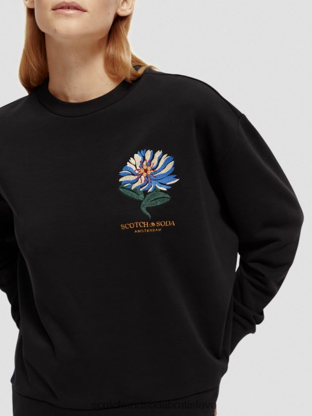ženy oblečenie čierna Scotch & Soda vyšívaná mikina voľného strihu 4ZV00D184