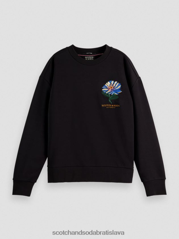 ženy oblečenie čierna Scotch & Soda vyšívaná mikina voľného strihu 4ZV00D184