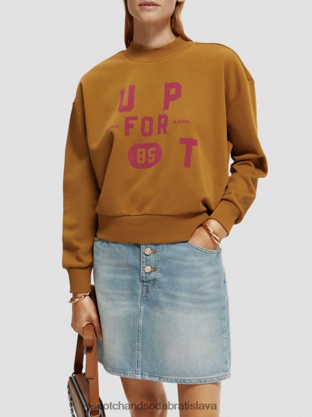 ženy oblečenie karamel Scotch & Soda mikina voľného strihu so skráteným lievikovým výstrihom 4ZV00D198