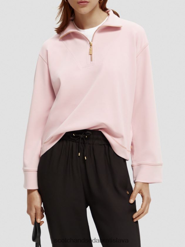ženy oblečenie levanduľa Scotch & Soda mikina s rukávom na trúbku do polovice zipsu 4ZV00D191