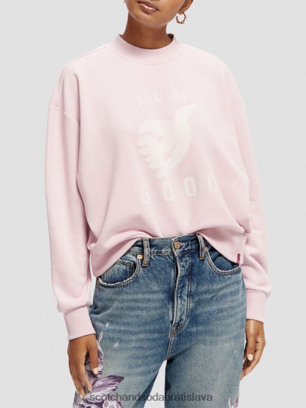 ženy oblečenie levanduľa Scotch & Soda mikina voľného strihu so skráteným lievikovým výstrihom 4ZV00D199