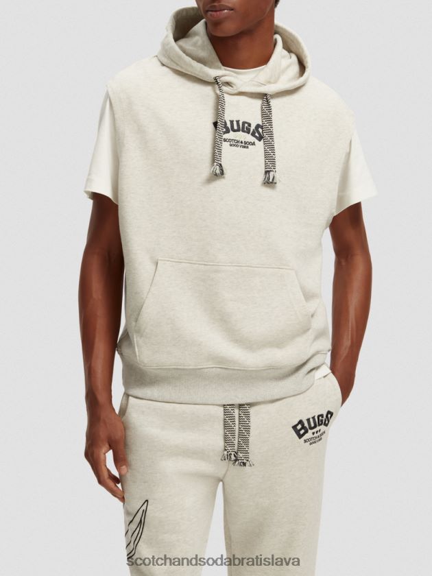 ženy oblečenie off white melange Scotch & Soda looney tunes mikina s kapucňou z organickej bavlny bez rukávov 4ZV00D201