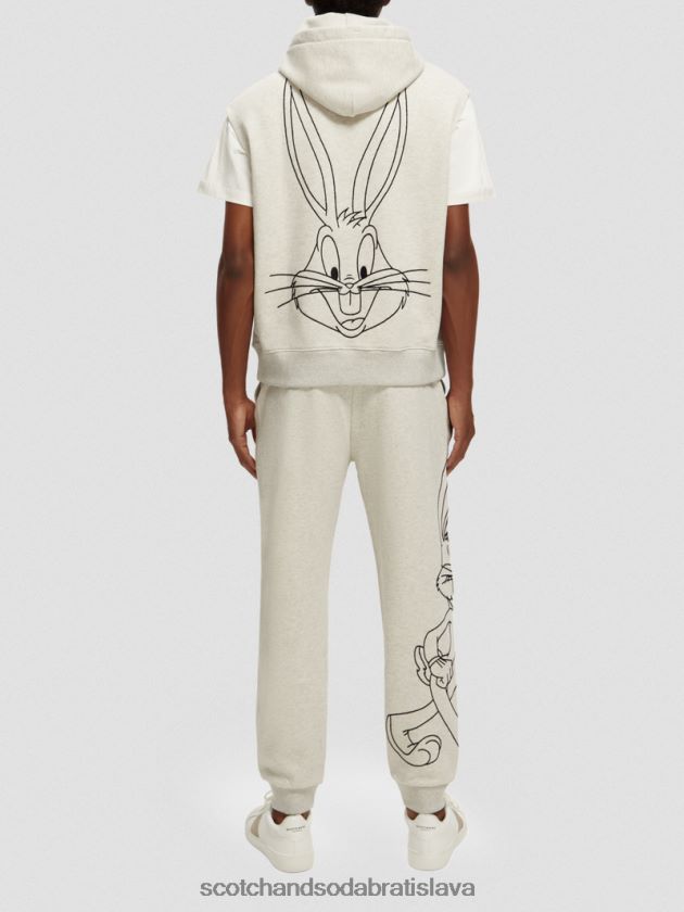 ženy oblečenie off white melange Scotch & Soda looney tunes mikina s kapucňou z organickej bavlny bez rukávov 4ZV00D201