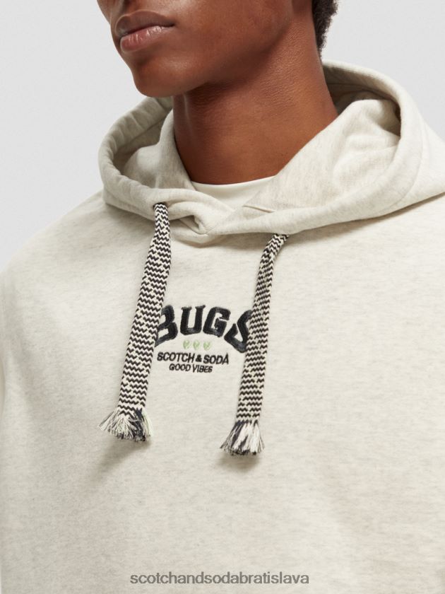 ženy oblečenie off white melange Scotch & Soda looney tunes mikina s kapucňou z organickej bavlny bez rukávov 4ZV00D201