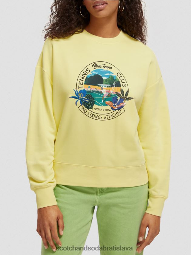 ženy oblečenie popcorn Scotch & Soda mikina voľného strihu s grafickým výstrihom 4ZV00D218