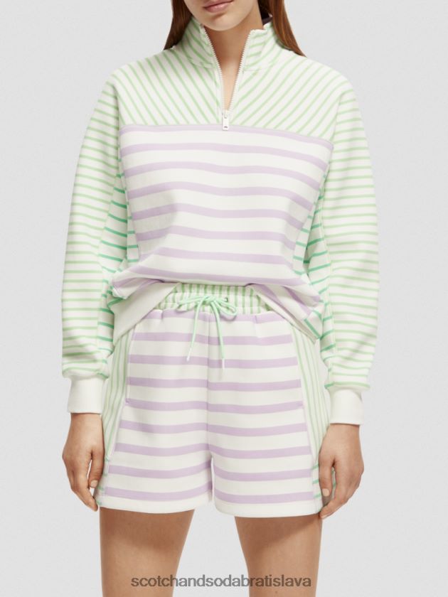 ženy oblečenie pruhované Scotch & Soda mikina uvoľneného strihu s polovičným zipsom 4ZV00D229