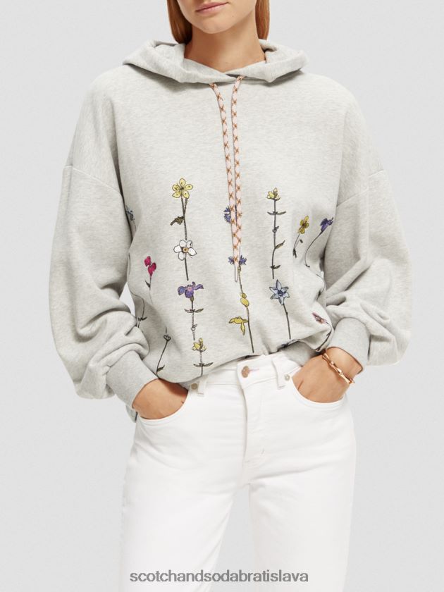 ženy oblečenie sivá melanž Scotch & Soda nadrozmerná mikina s kvetinovým motívom 4ZV00D220