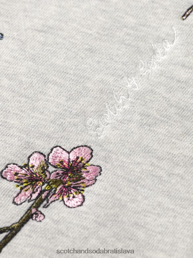 ženy oblečenie sivá melanž Scotch & Soda nadrozmerná mikina s kvetinovým motívom 4ZV00D220