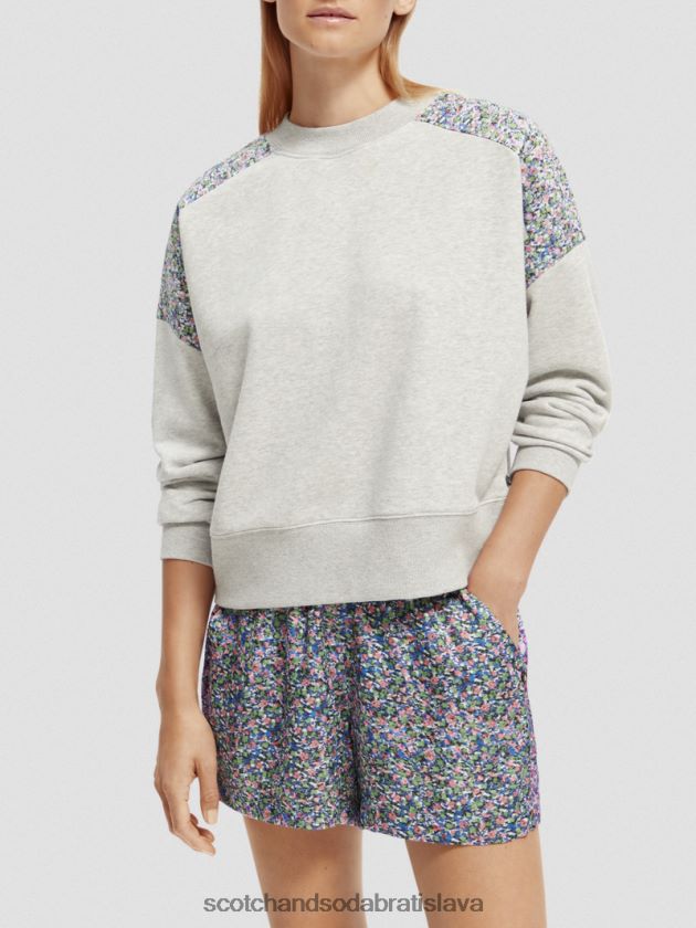 ženy oblečenie sivá melanž Scotch & Soda prešívaná panelová mikina uvoľneného strihu 4ZV00D211