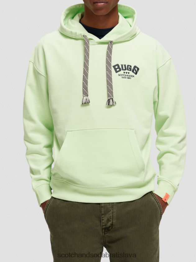 ženy oblečenie vápno Scotch & Soda looney tunes grafická mikina s kapucňou z organickej bavlny 4ZV00D203