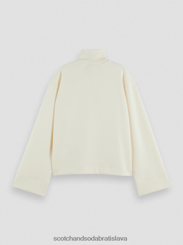 ženy oblečenie vanilková biela Scotch & Soda mikina s rukávom na trúbku do polovice zipsu 4ZV00D192