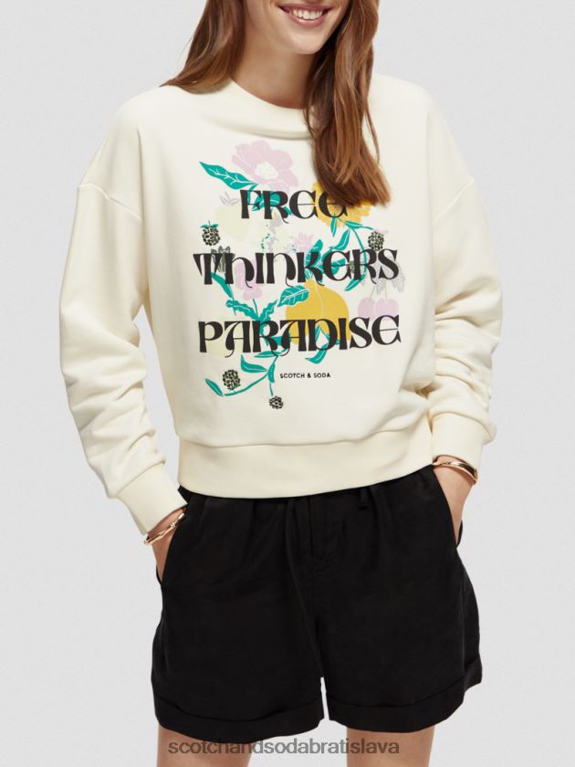 ženy oblečenie vanilková biela Scotch & Soda umelecká mikina voľného strihu 4ZV00D230