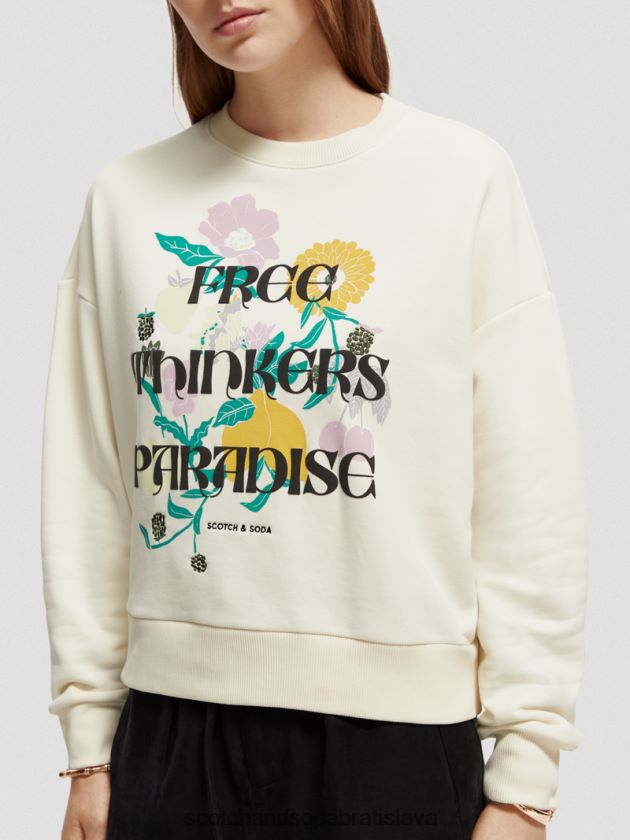 ženy oblečenie vanilková biela Scotch & Soda umelecká mikina voľného strihu 4ZV00D230
