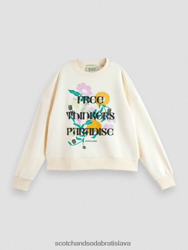 ženy oblečenie vanilková biela Scotch & Soda umelecká mikina voľného strihu 4ZV00D230