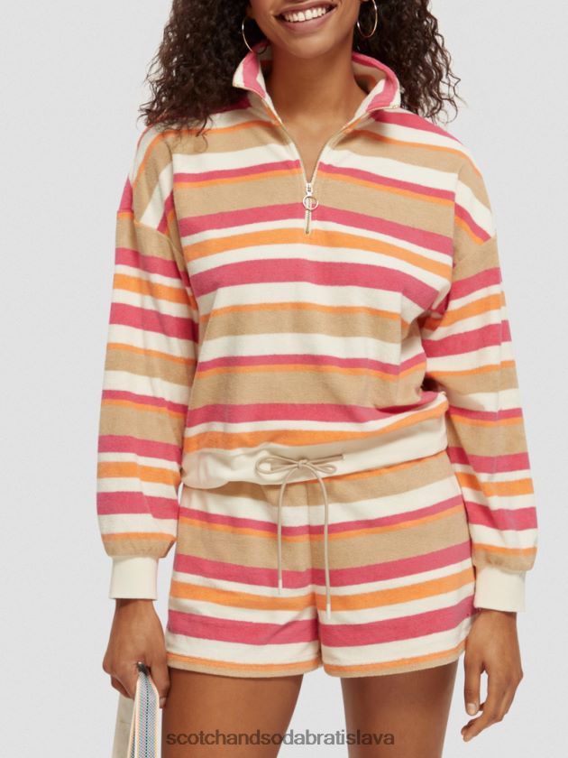 ženy oblečenie vanilková biela Scotch & Soda uteráková mikina s polovičným zipsom 4ZV00D178