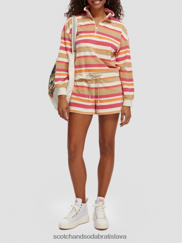 ženy oblečenie vanilková biela Scotch & Soda uteráková mikina s polovičným zipsom 4ZV00D178