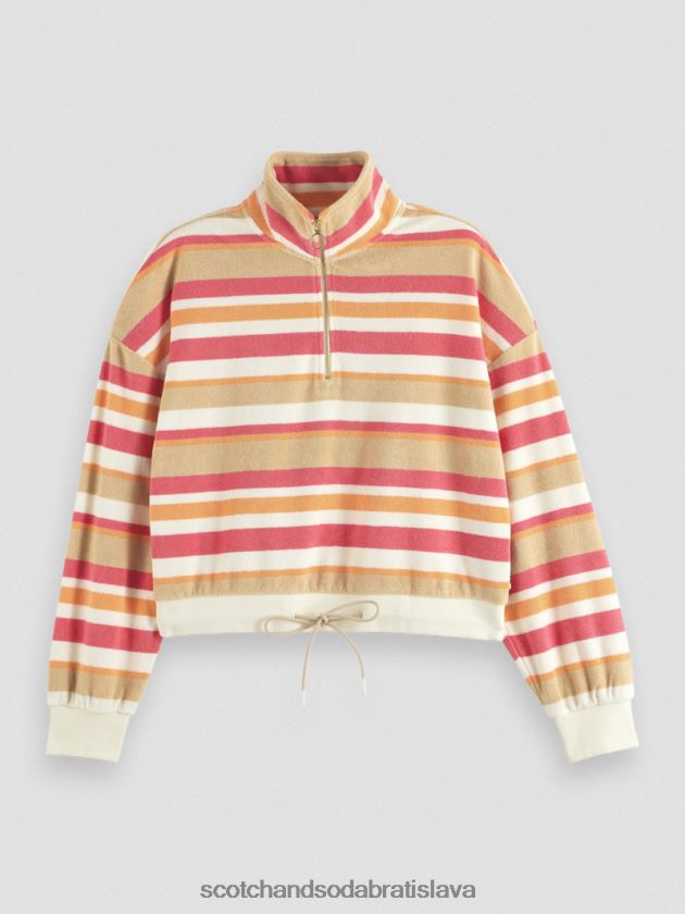 ženy oblečenie vanilková biela Scotch & Soda uteráková mikina s polovičným zipsom 4ZV00D178