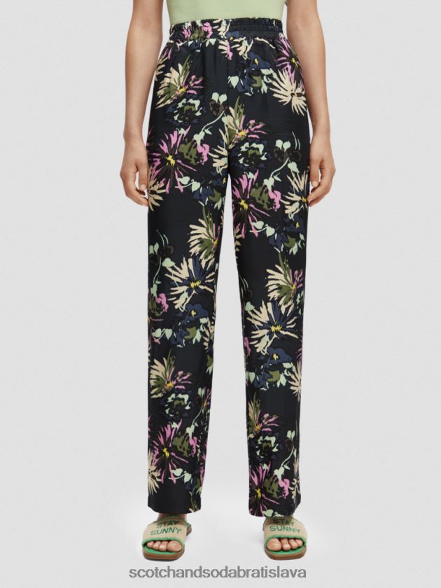 ženy oblečenie astra čierna Scotch & Soda gia mid-rise wide-noha tlačená 4ZV00D168