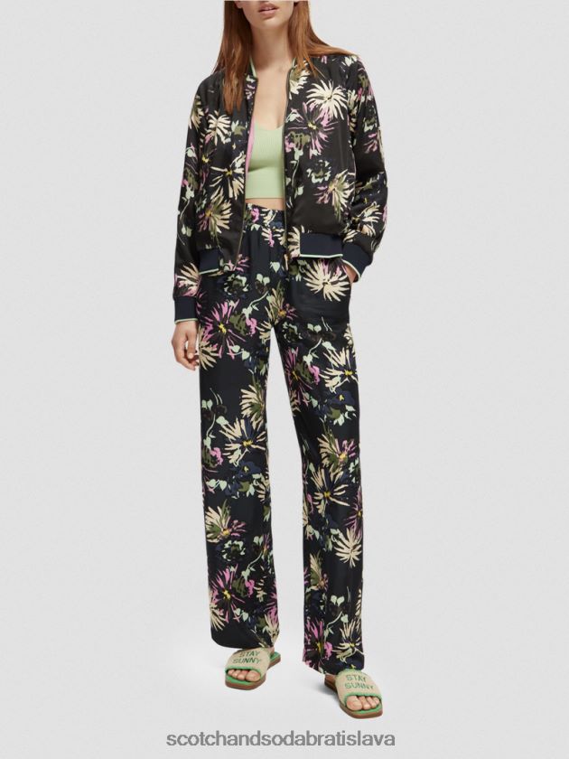 ženy oblečenie astra čierna Scotch & Soda gia mid-rise wide-noha tlačená 4ZV00D168